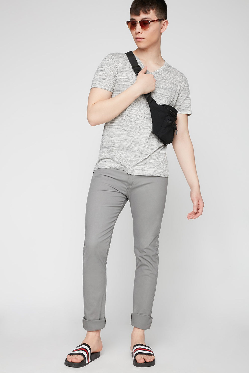 Men Grey Twill Skinny Jean Light Grey