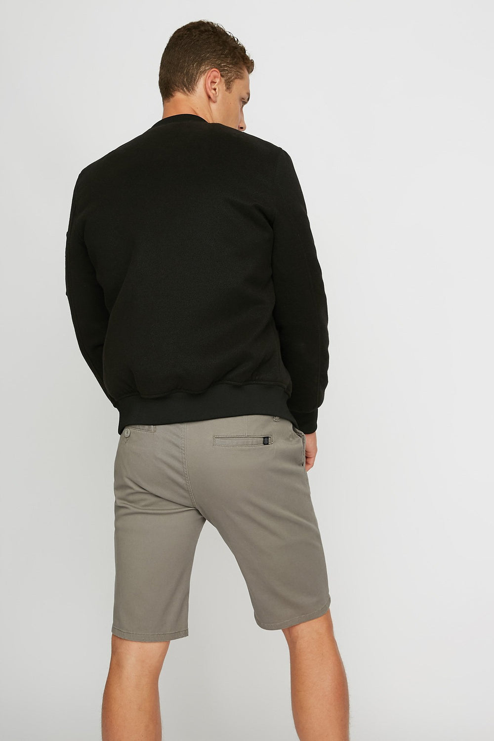 Men Slim Flat Front Chino Short Light Grey