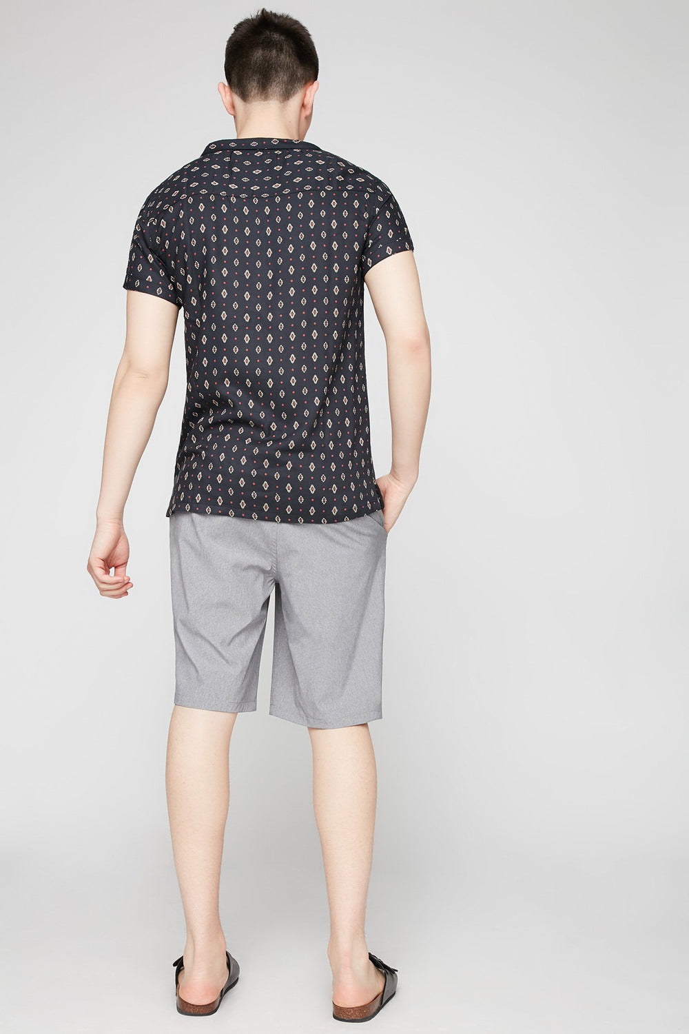 Men Space Dye Hybrid Short Light Grey