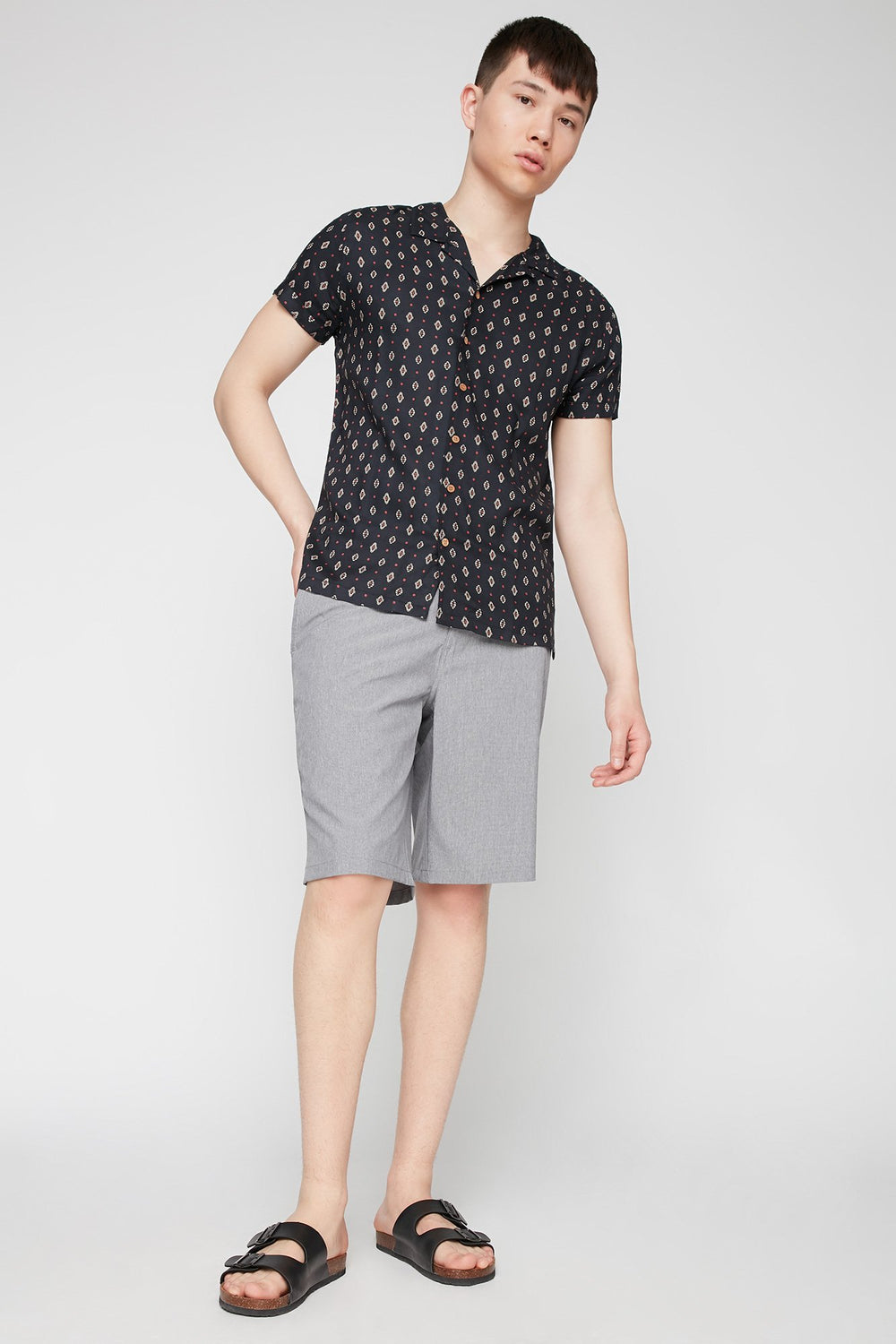 Men Space Dye Hybrid Short Light Grey