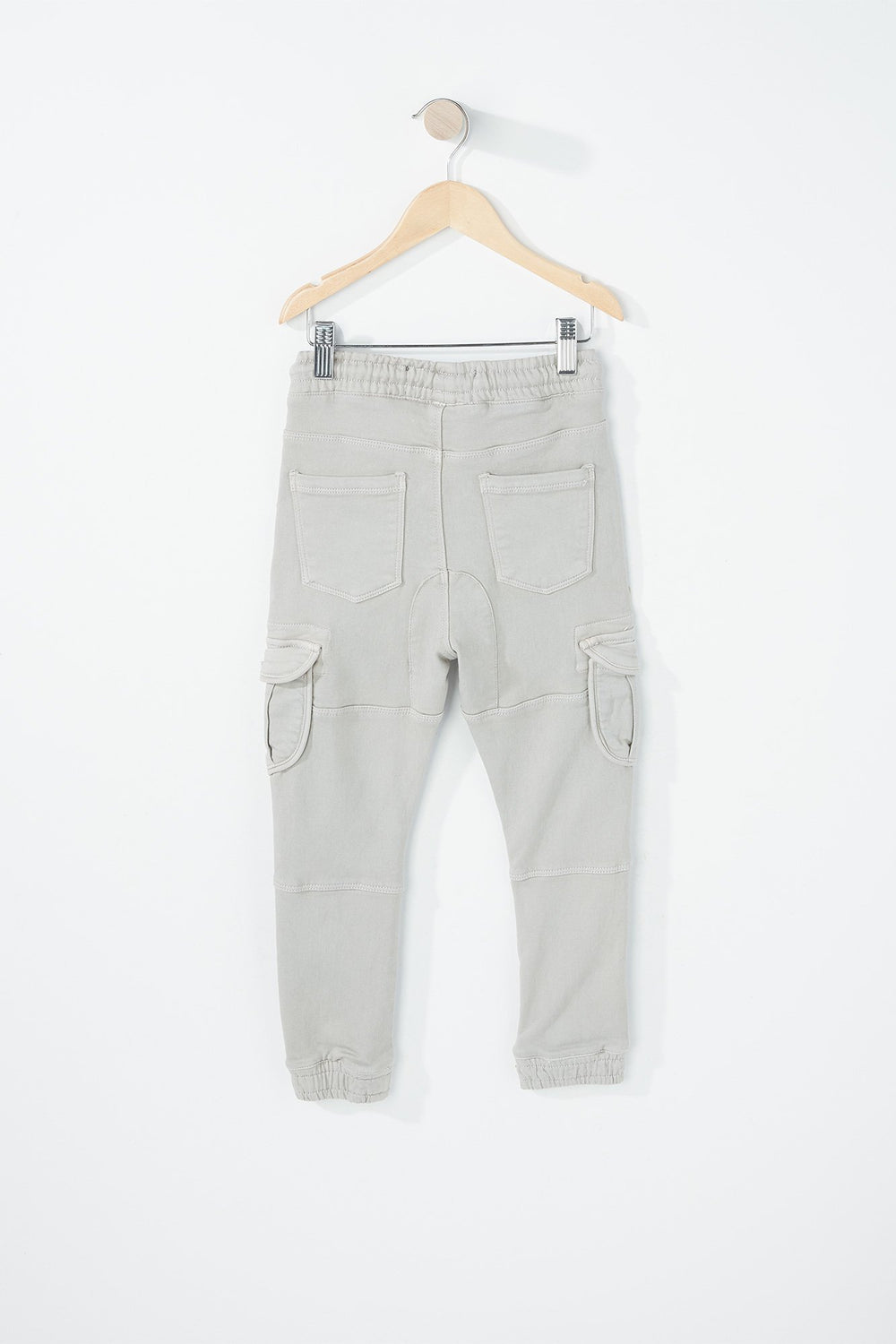 Kids Boys Fleece Drawstring Cargo Jogger Light Grey