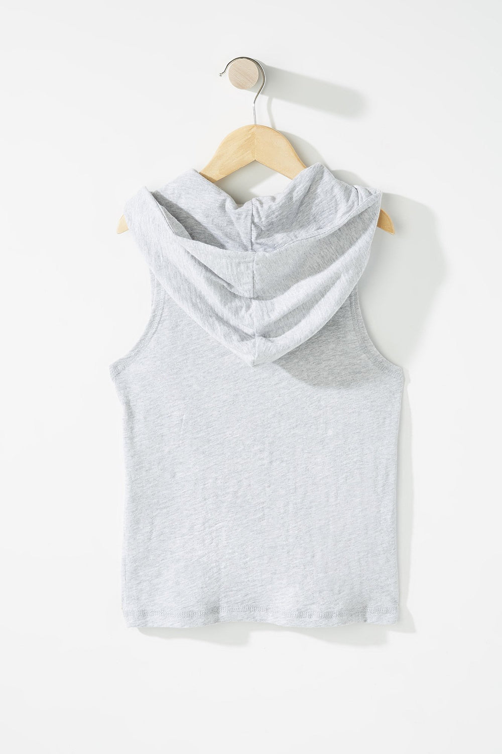 Kids Boys Half-Zip Graphic Hooded Vest Light Grey