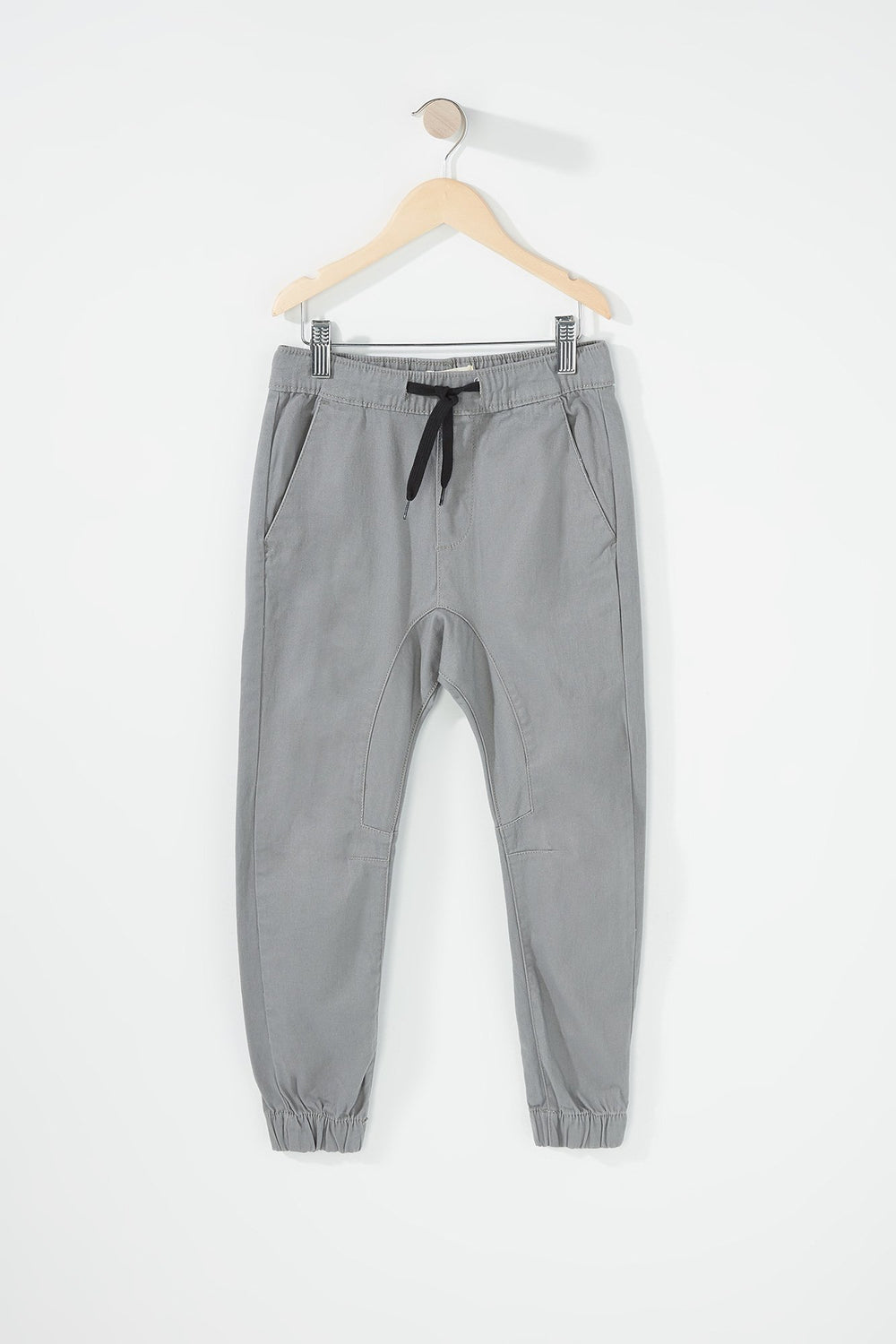 Kids Boys Twill Drawstring Jogger Light Grey
