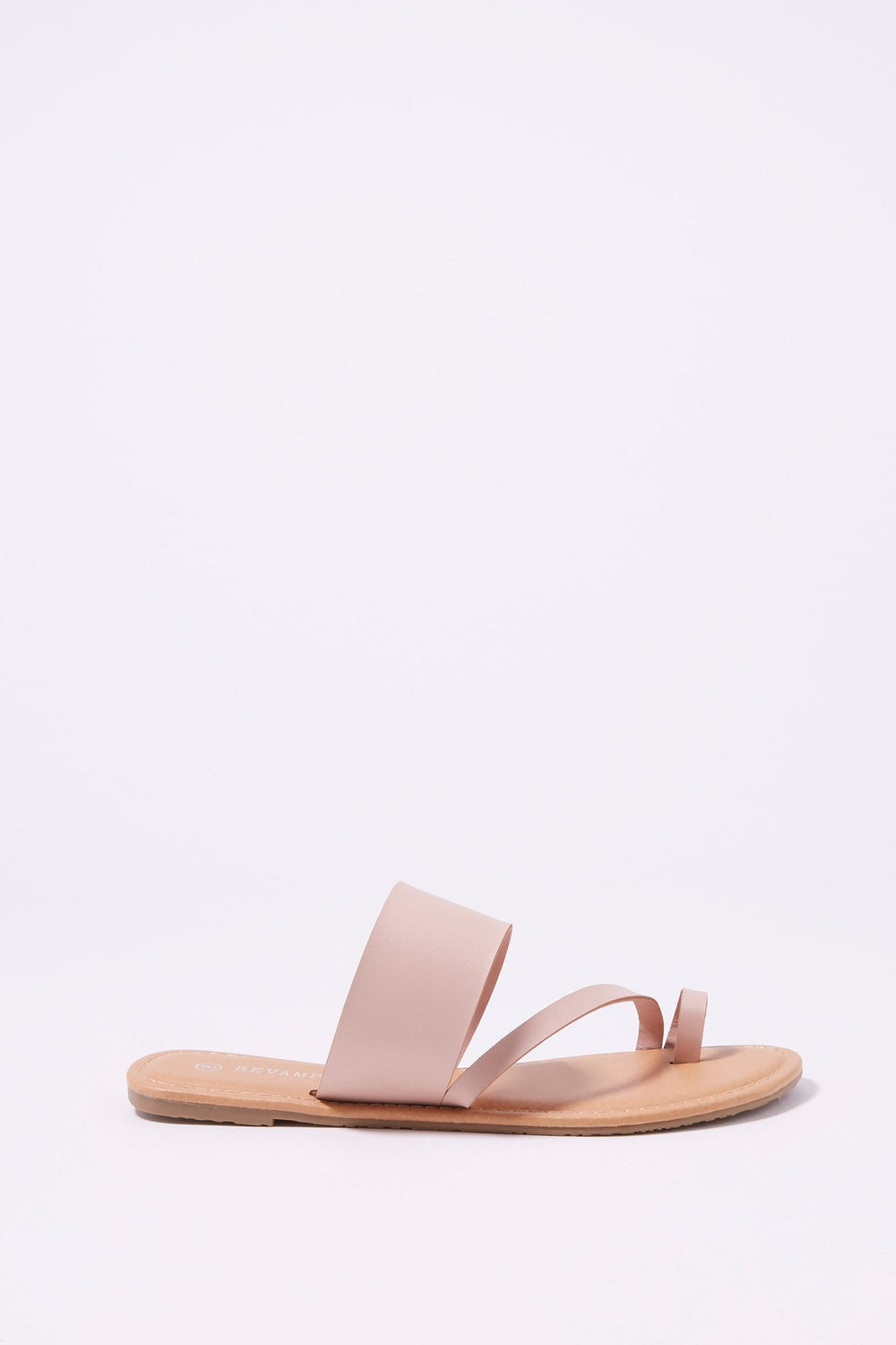 Women Banded Side Strap Toe Piece Sandal Light Pink
