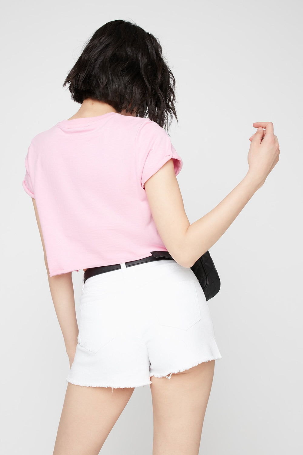 Women Cropped Crewneck T-Shirt Light Pink