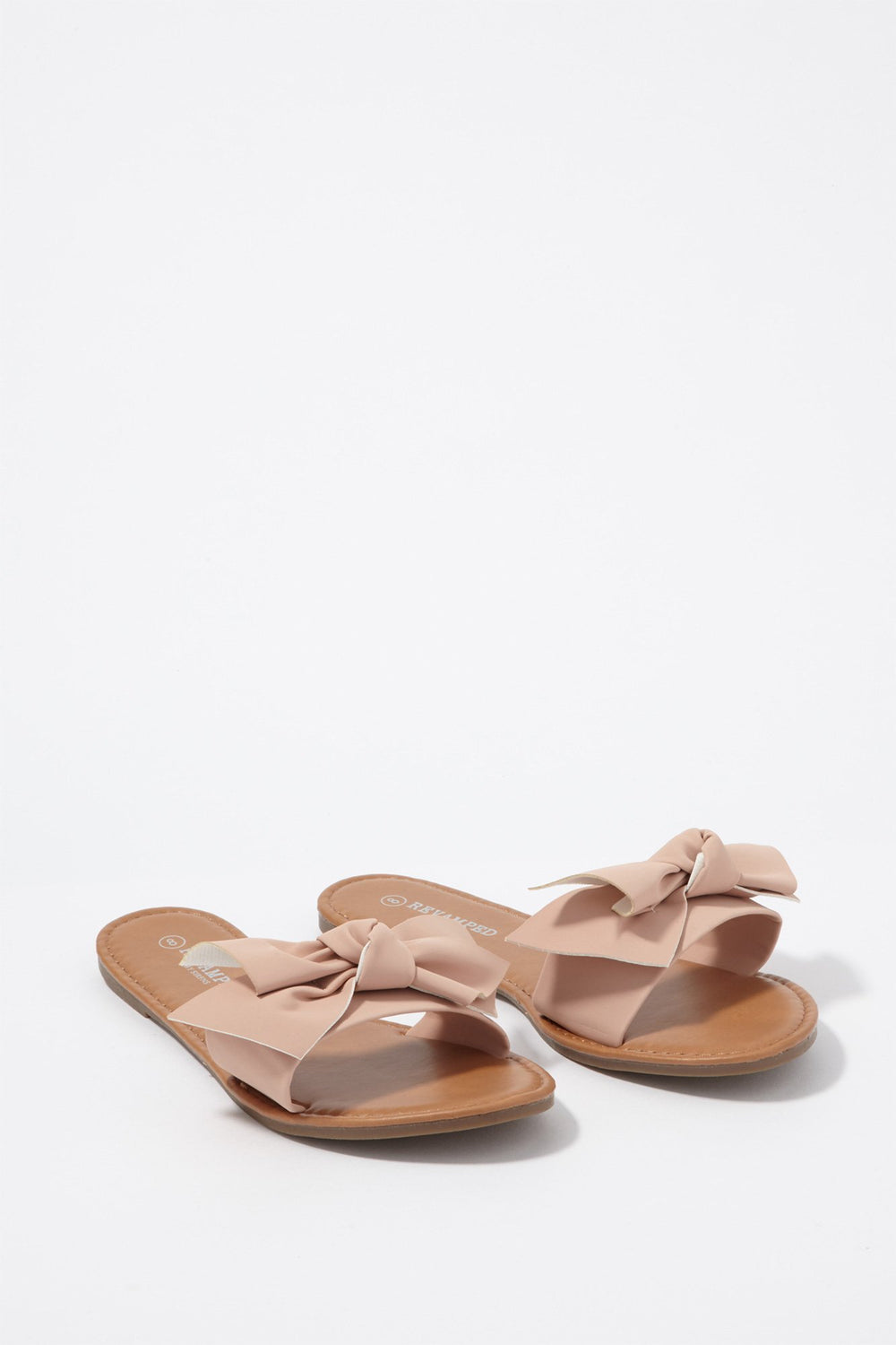 Women Faux-Leather Bowtie Sandal Light Pink