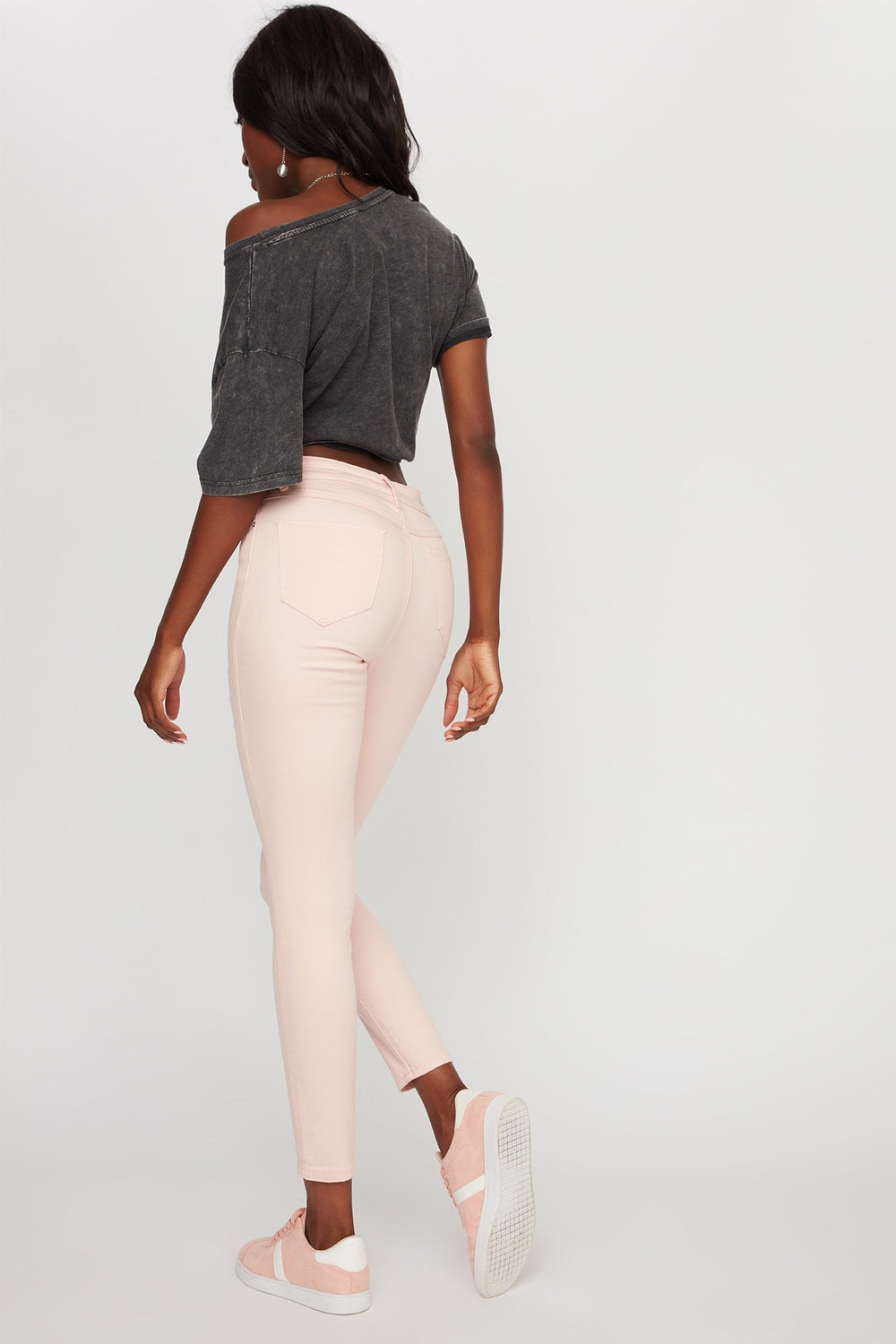 Women Cali High-Rise Distressed Coloured Skinny Jean Light Pink