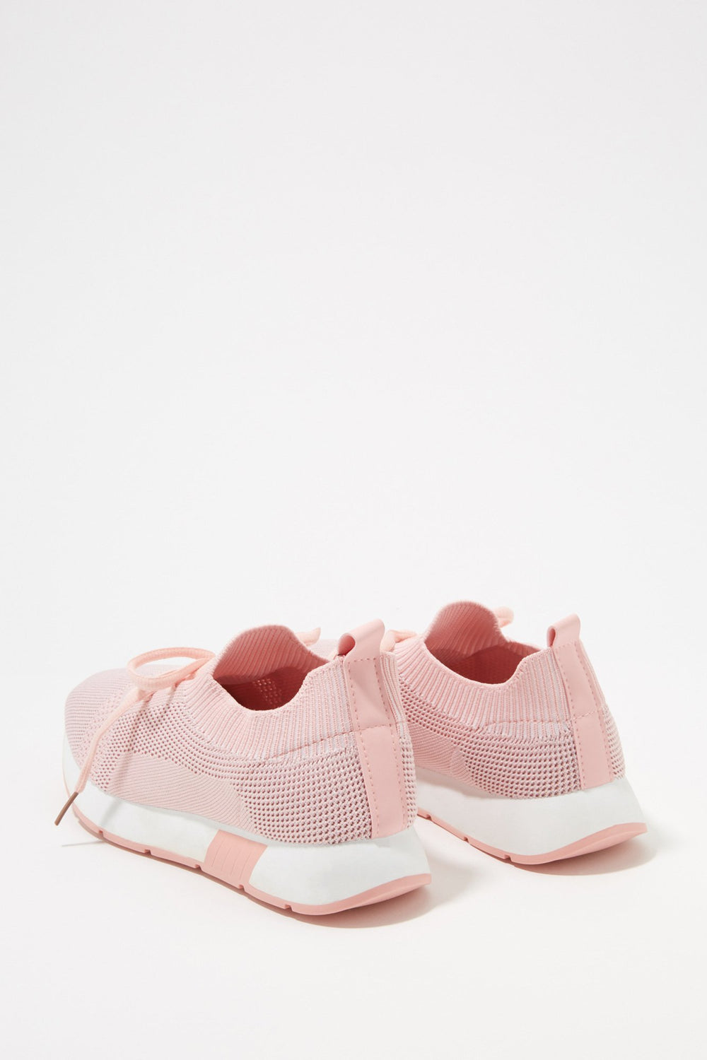 Women Knit Glitter Lace-Up Perforated Sneaker Light Pink