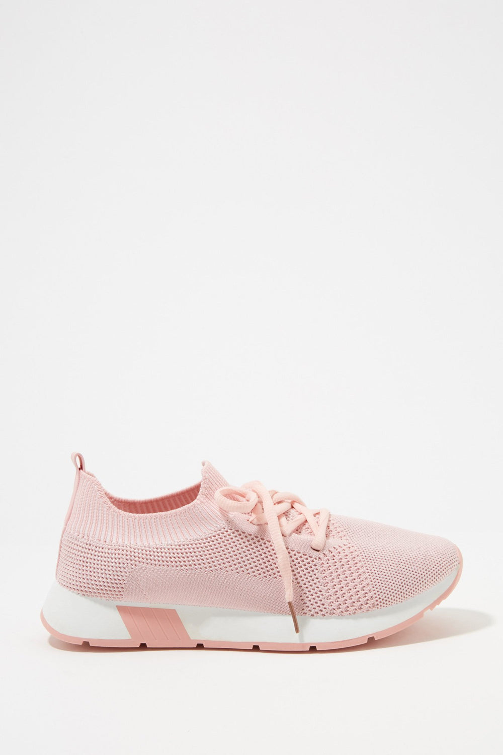 Women Knit Glitter Lace-Up Perforated Sneaker Light Pink