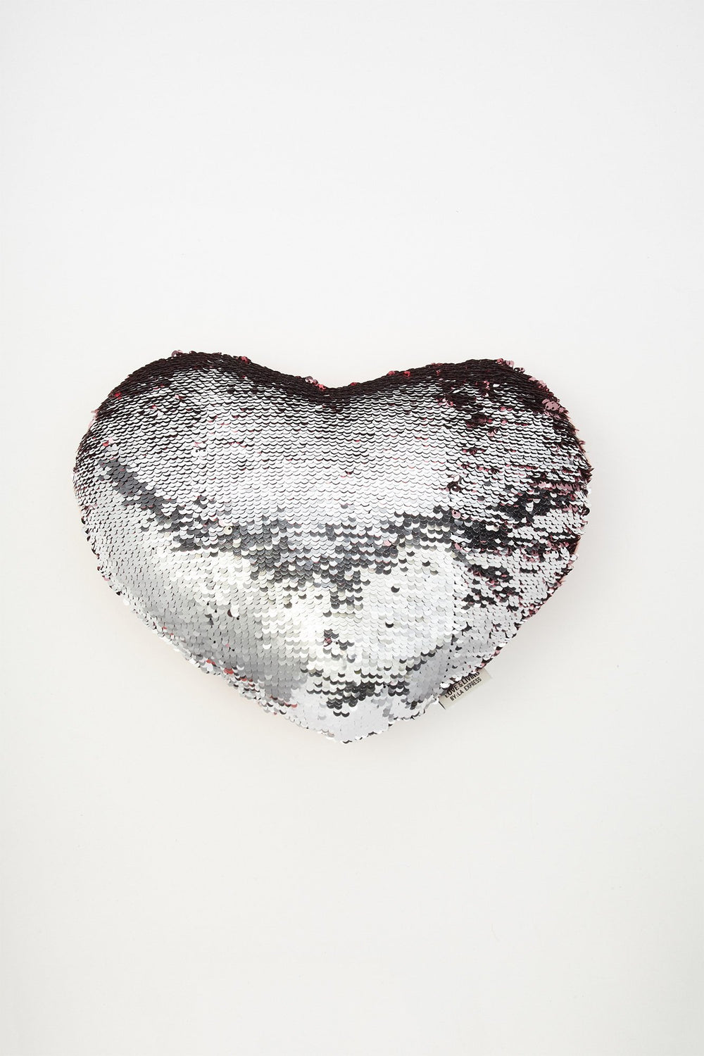 Women Reversible Sequins Heart Plush Pillow Light Pink