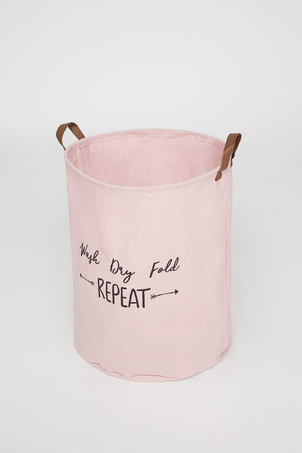 Women Wash Dry Fold Repeat Canvas Laundry Hamper Light Pink