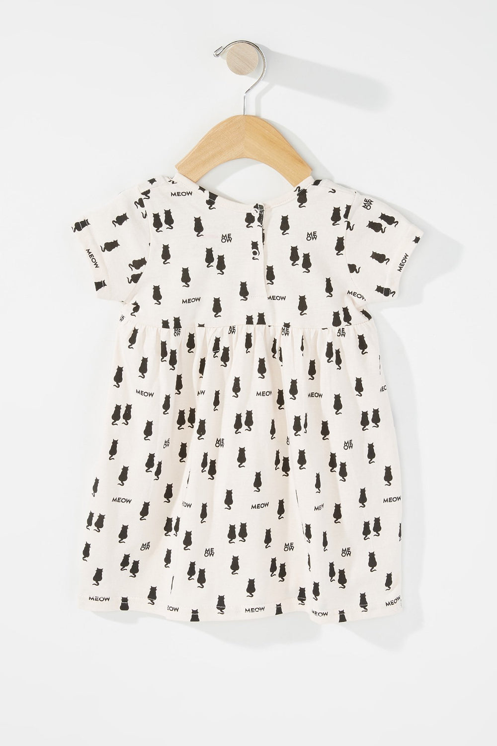 Kids Baby Girl Cat Meow Graphic T-Shirt Dress Light Pink