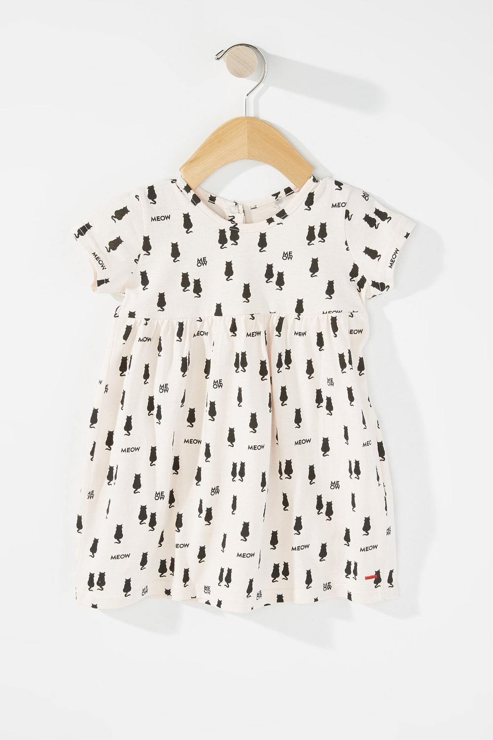 Kids Baby Girl Cat Meow Graphic T-Shirt Dress Light Pink
