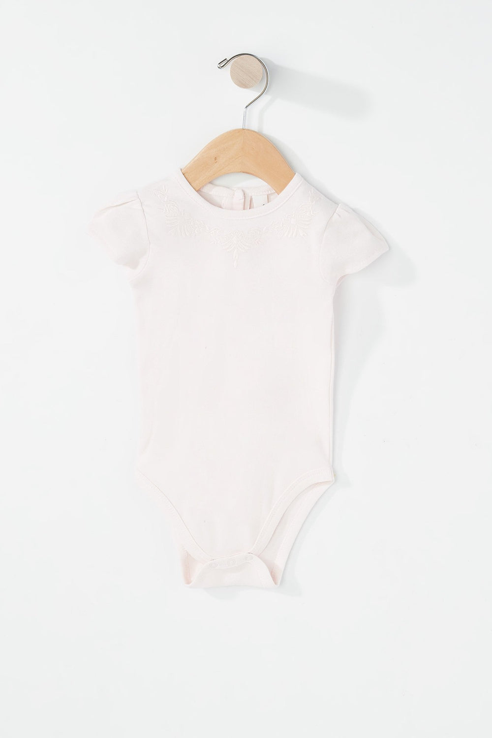 Kids Baby Girl Embroidered Floral Onesie Light Pink