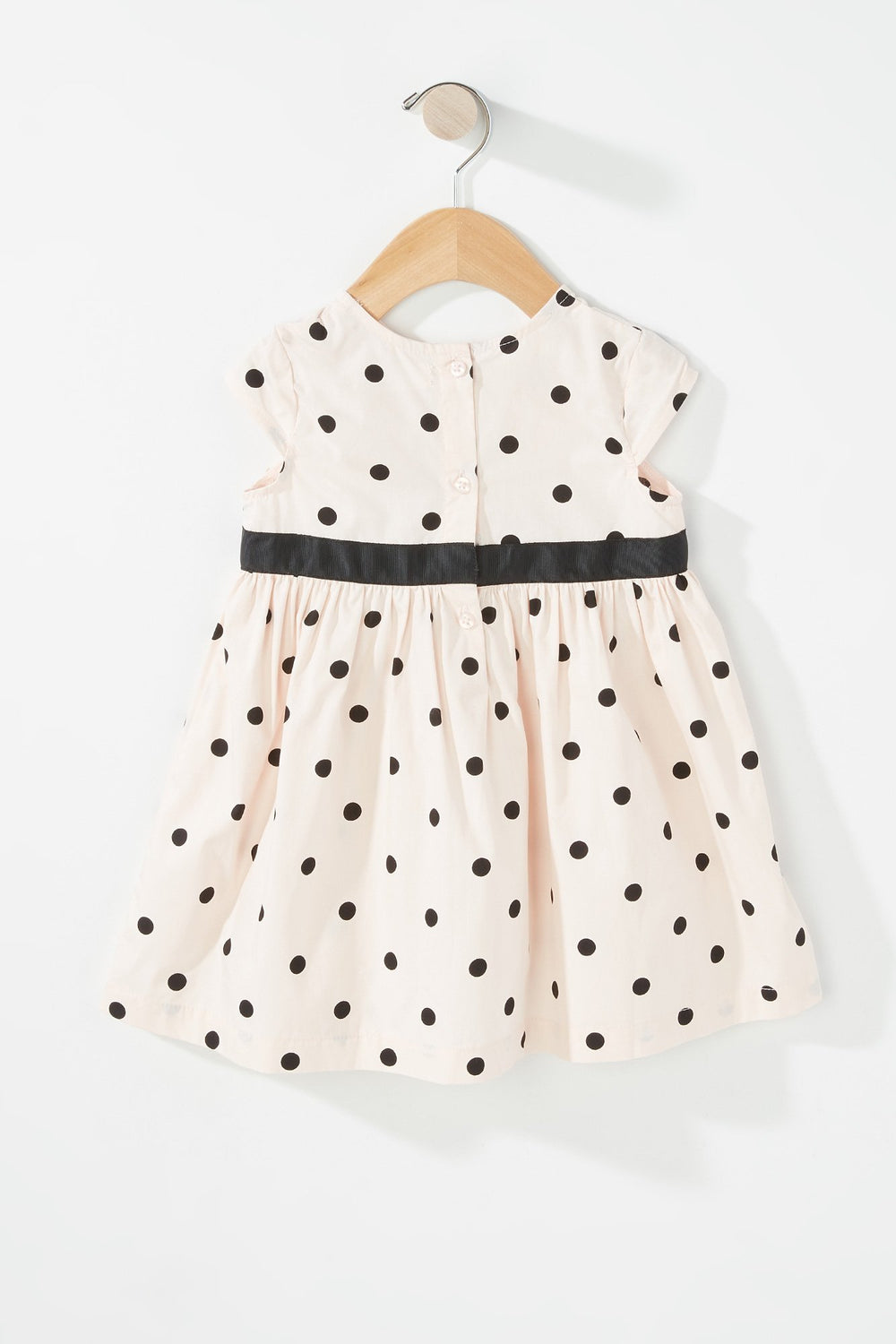 Kids Baby Girl Polka Dot Ribbon Dress Light Pink