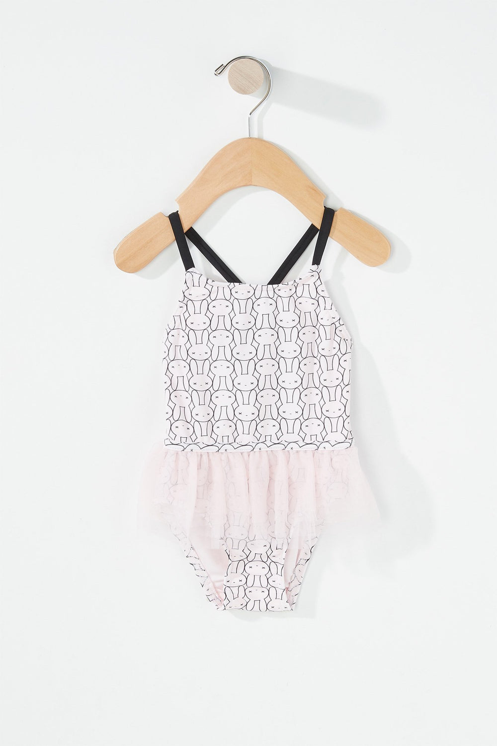 Kids Baby Girl Ruffle Tutu Graphic Bunny One-Piece Swimsuit Light Pink