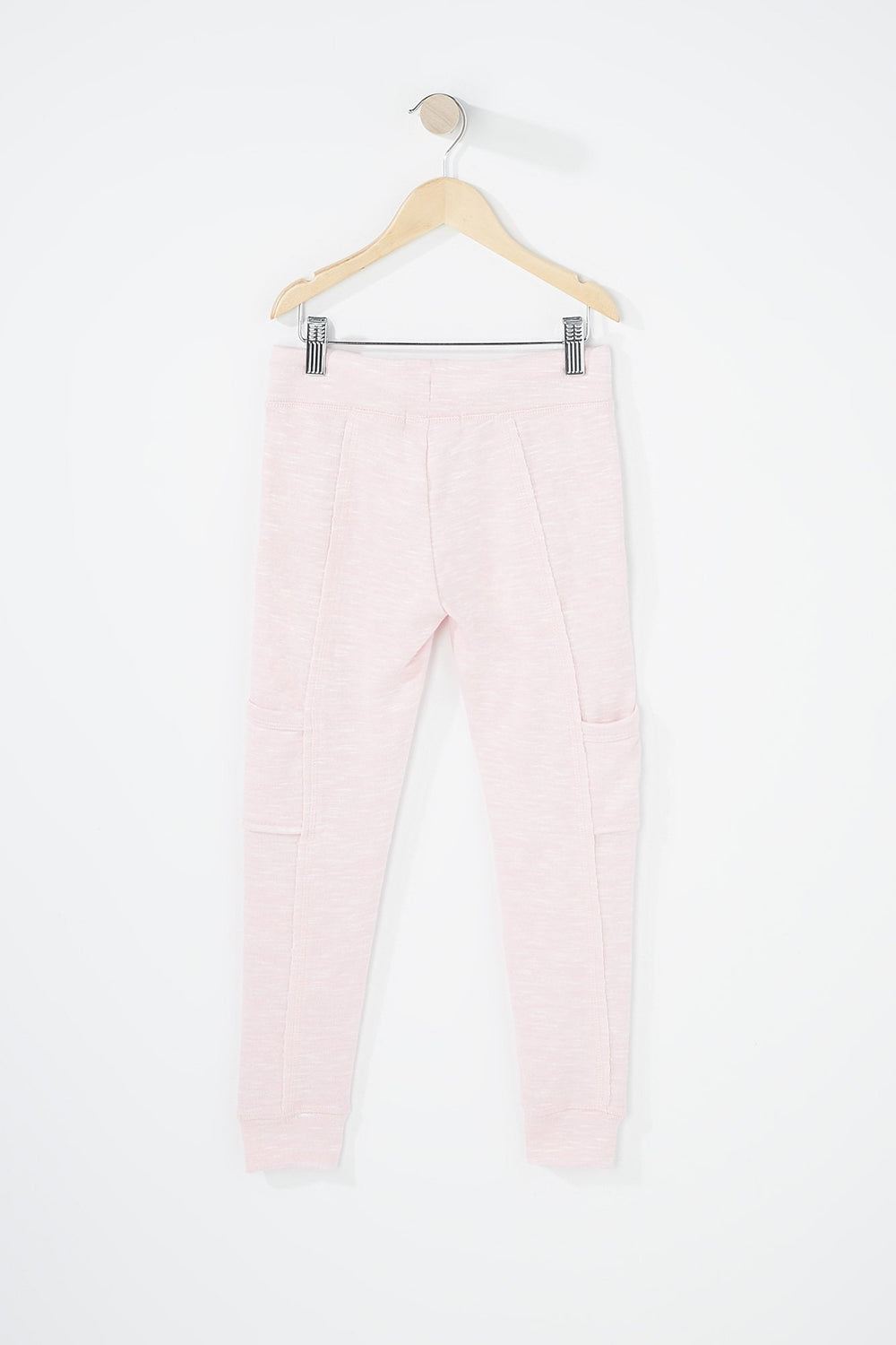 Kids Girls Space-Dye Fleece Drawstring Pocket Jogger Light Pink