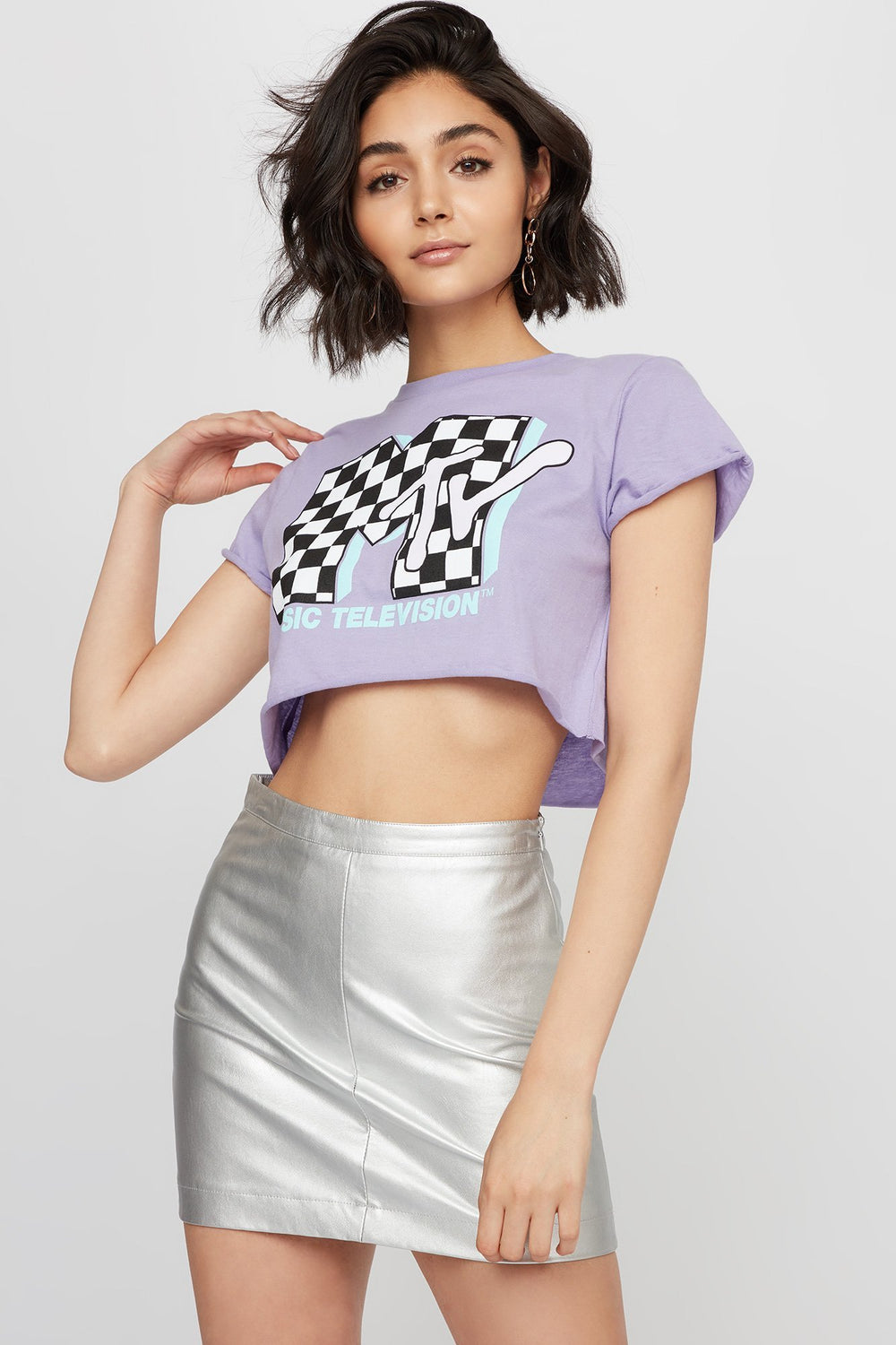 Women MTV Cropped Graphic T-Shirt Lilac