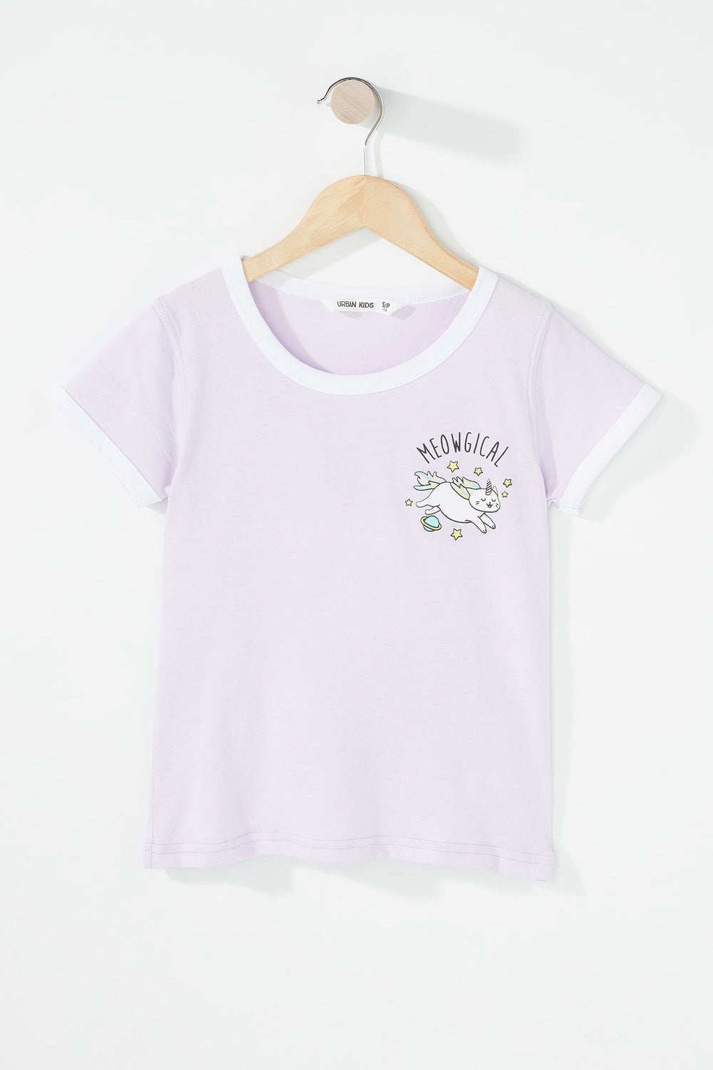 Kids Girls Graphic Ringer T-Shirt Lilac