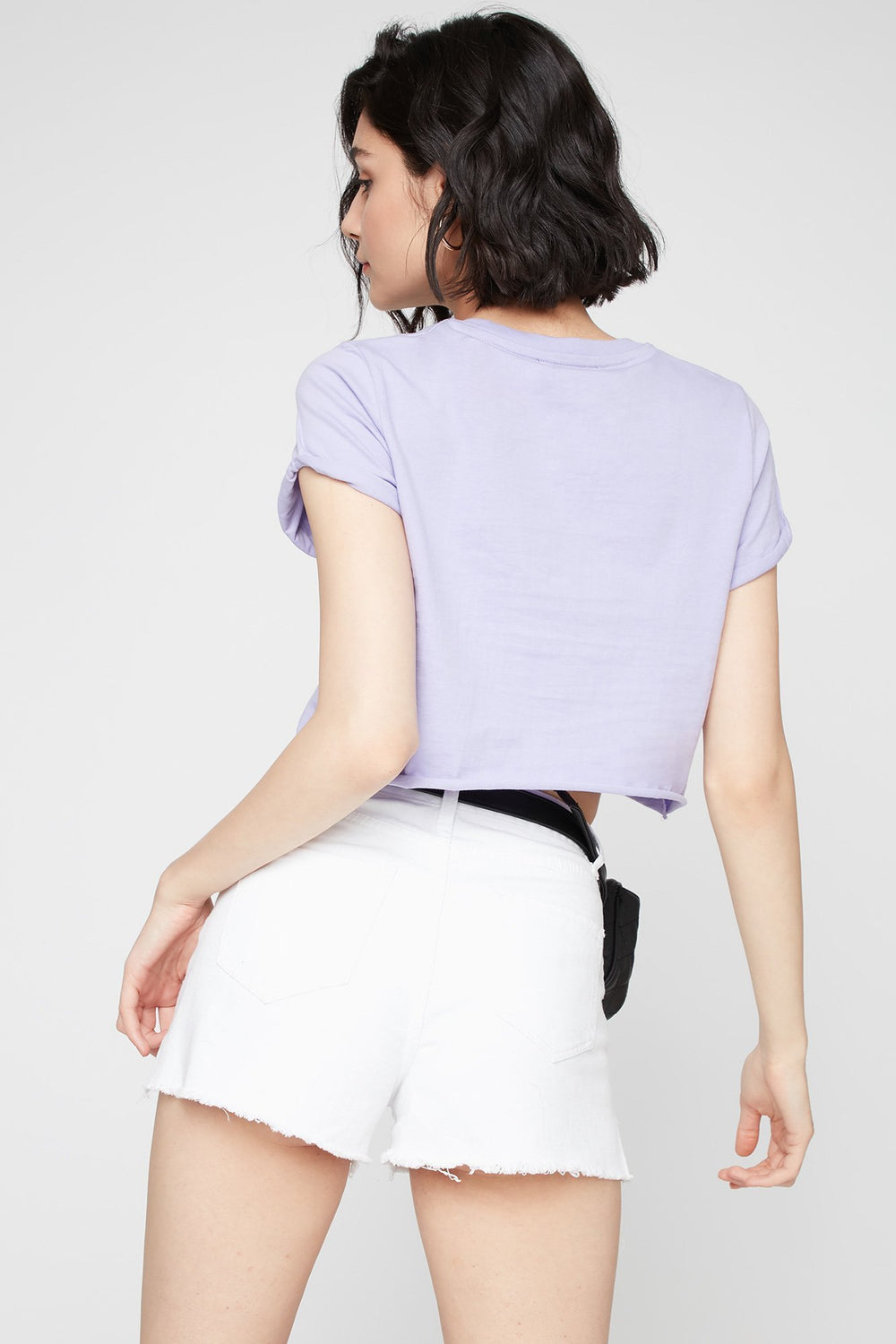 Women T-shirt court à encolure dégagée Lilas