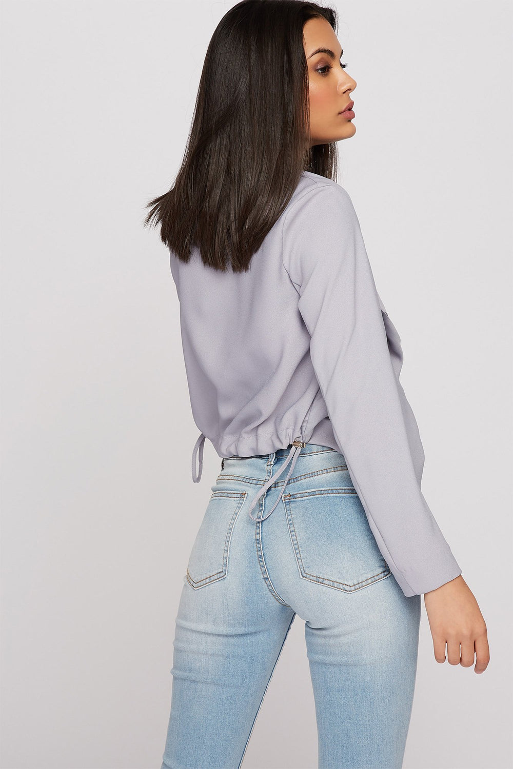 Women Blazer court asymétrique ouvert Lilas
