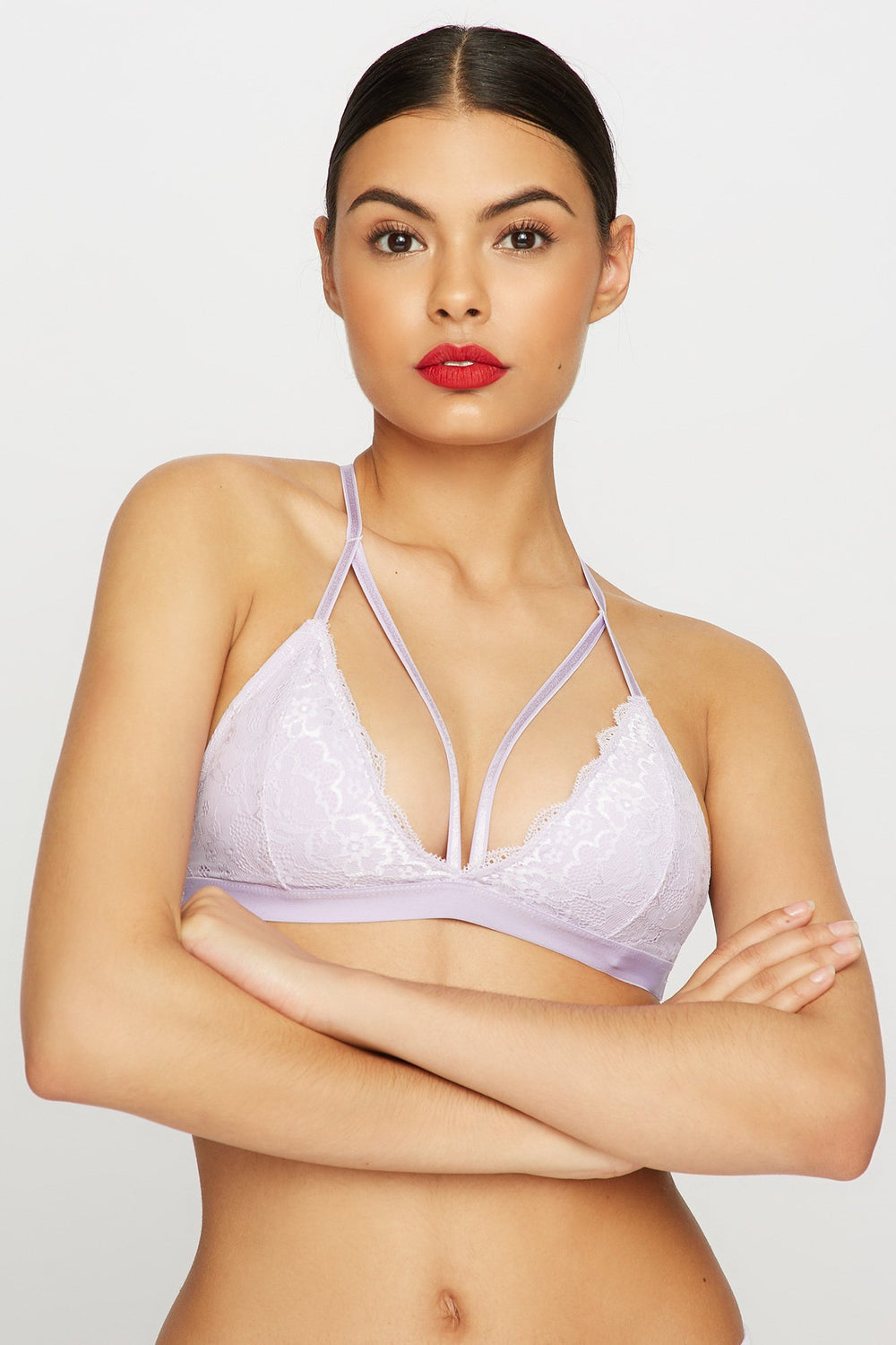 Women Bustier en dentelle à dos nageur Lilas