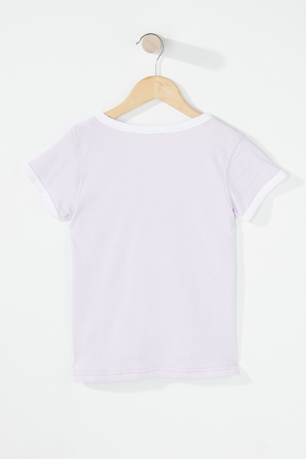 Kids T-shirt imprimé à liséré contrastant pour fille Lilas