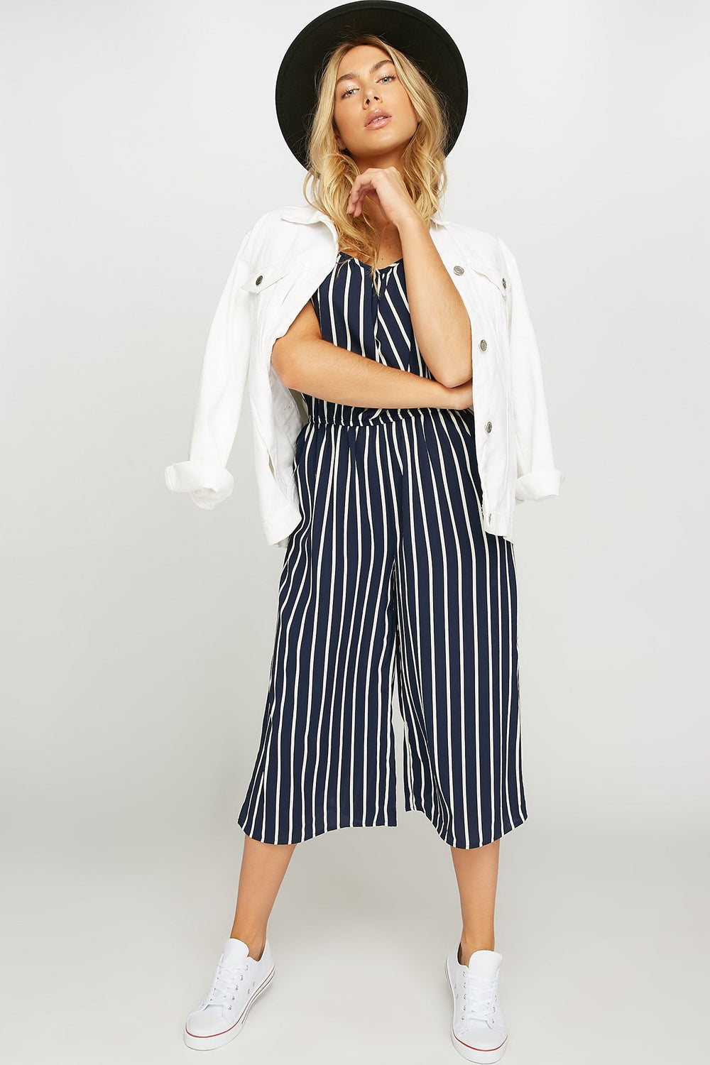 Women Combinaison-culotte cintrée rayée Marine