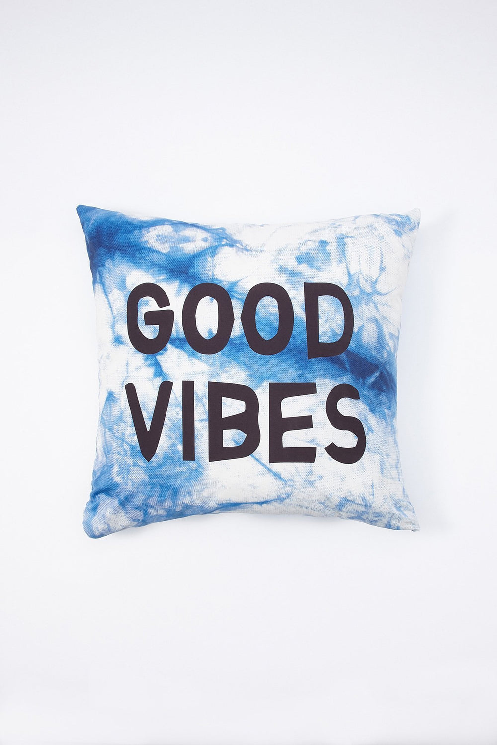 Women Coussin décoratif teint par espacements à imprimé Good Vibes Marine