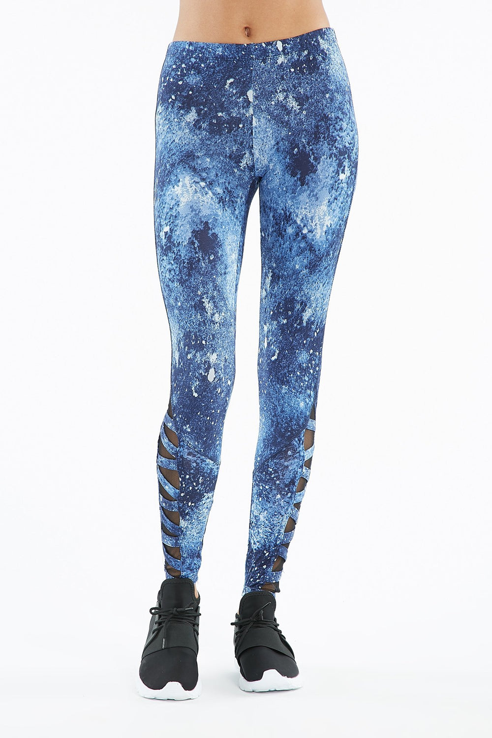 Women Legging en filet à taille basse avec motif de cage Marine