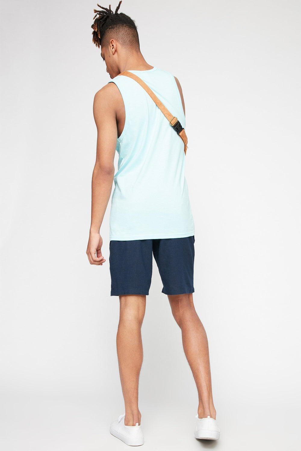 Men Short mince en lin Marine