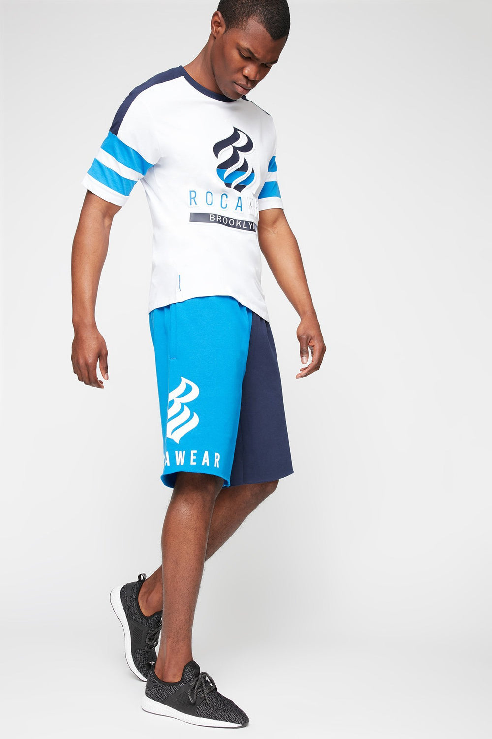 Men Short Rocawear en molleton avec blocs de couleurs Marine