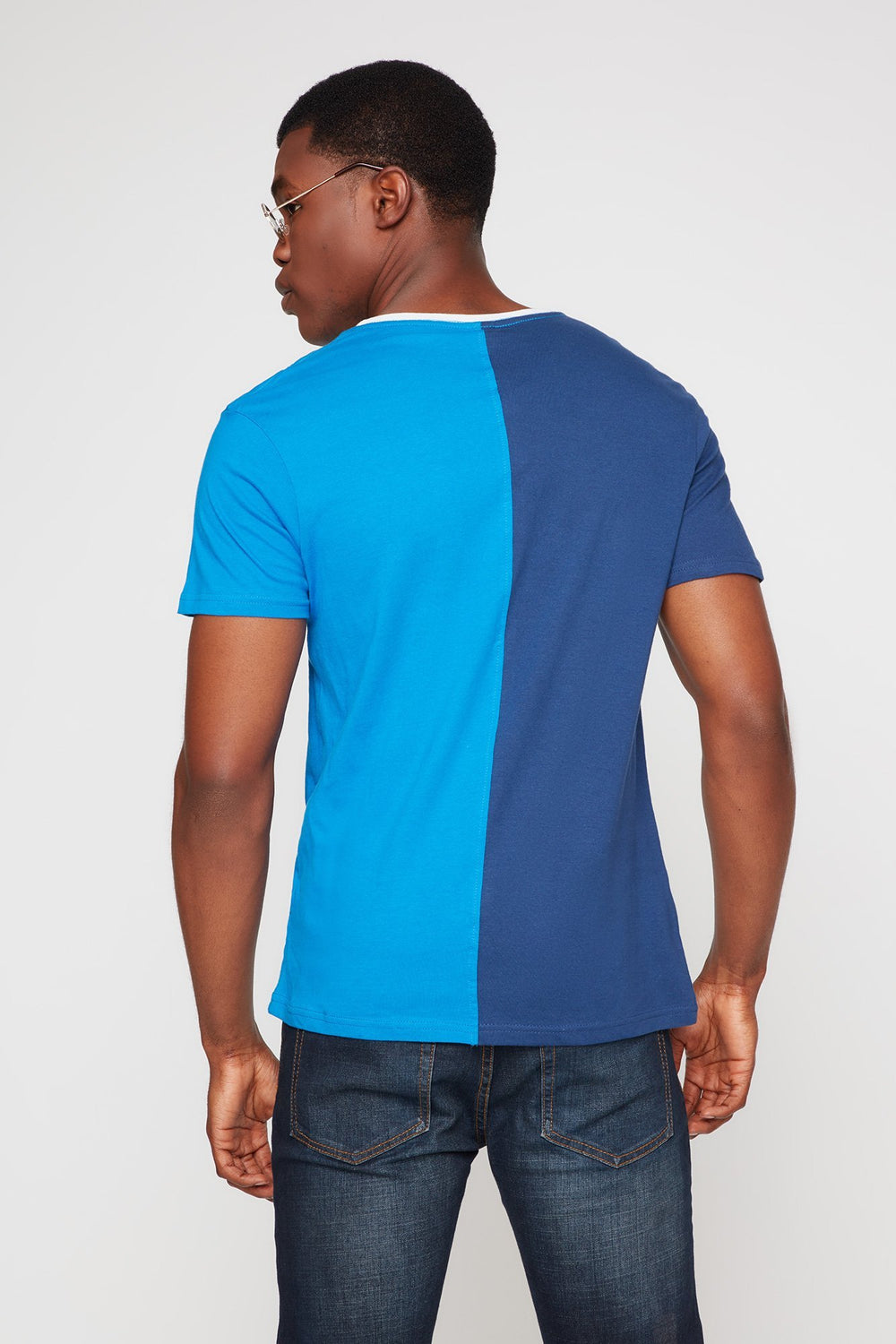 Men T-shirt à imprimé World Cup France avec encolure dégagée Marine