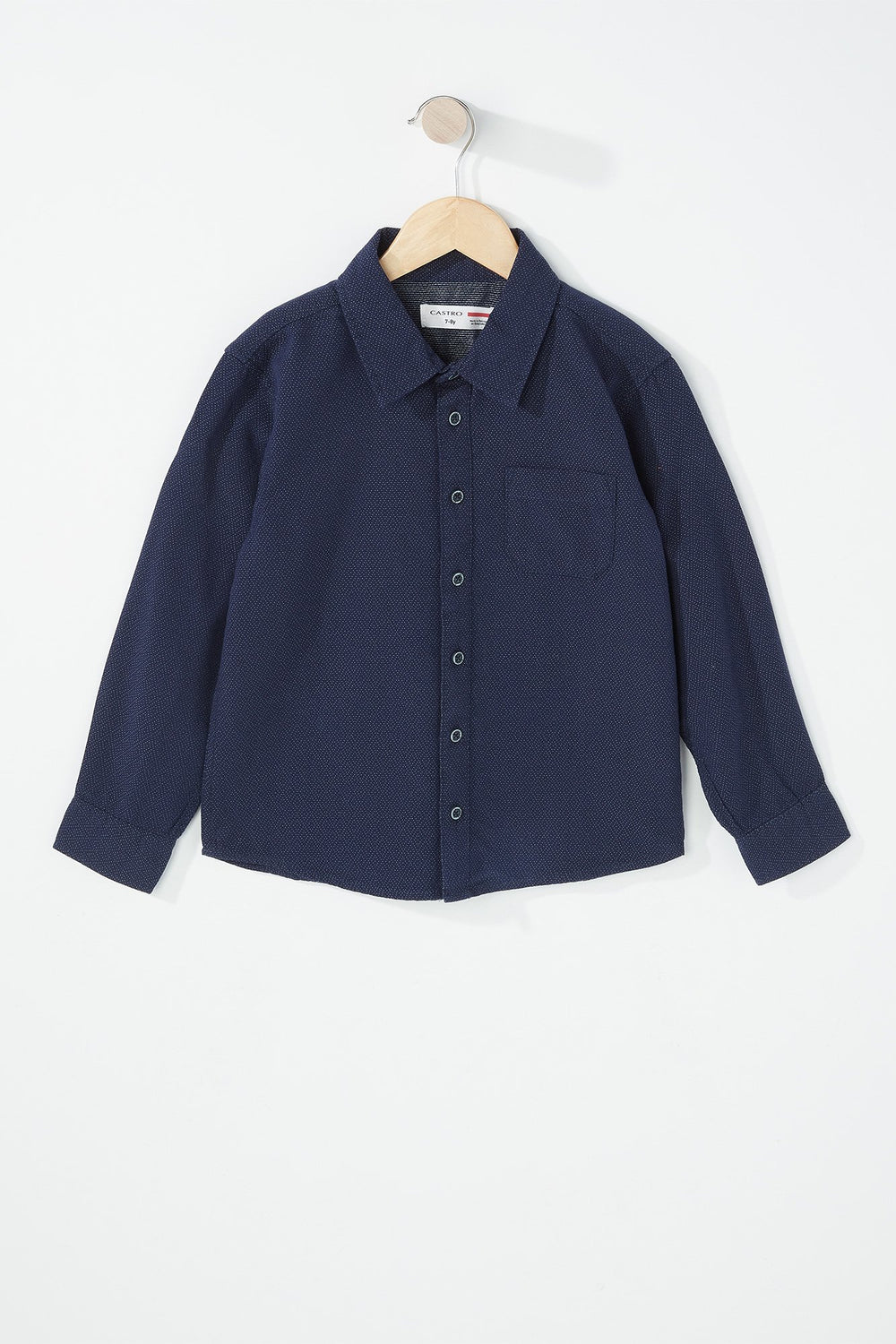Kids Chemise boutonnée imprimée avec poche et manches longues pour garçon Marine