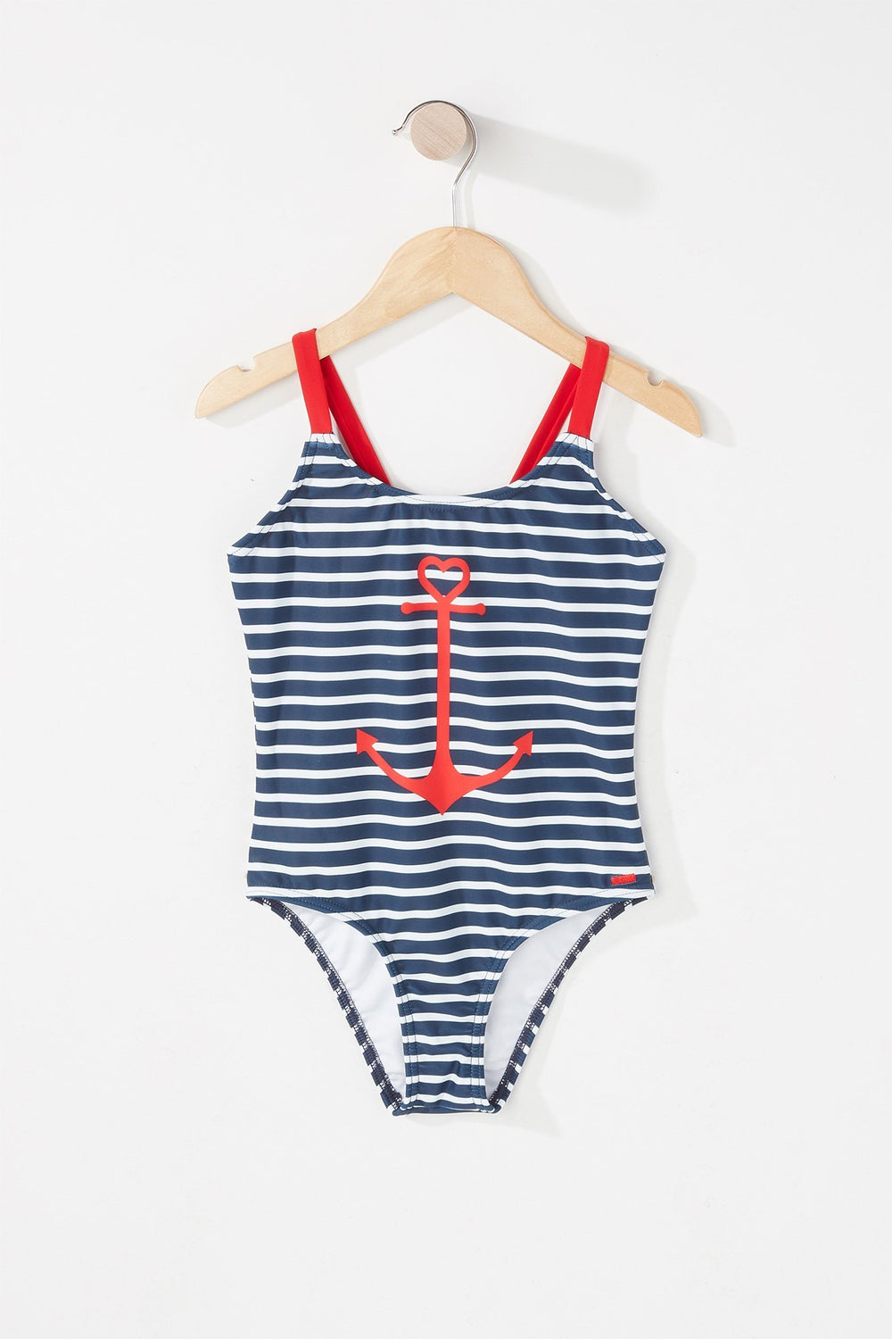 Kids Maillot de bain une-pièce rayé à imprimé Ancre pour fille Marine