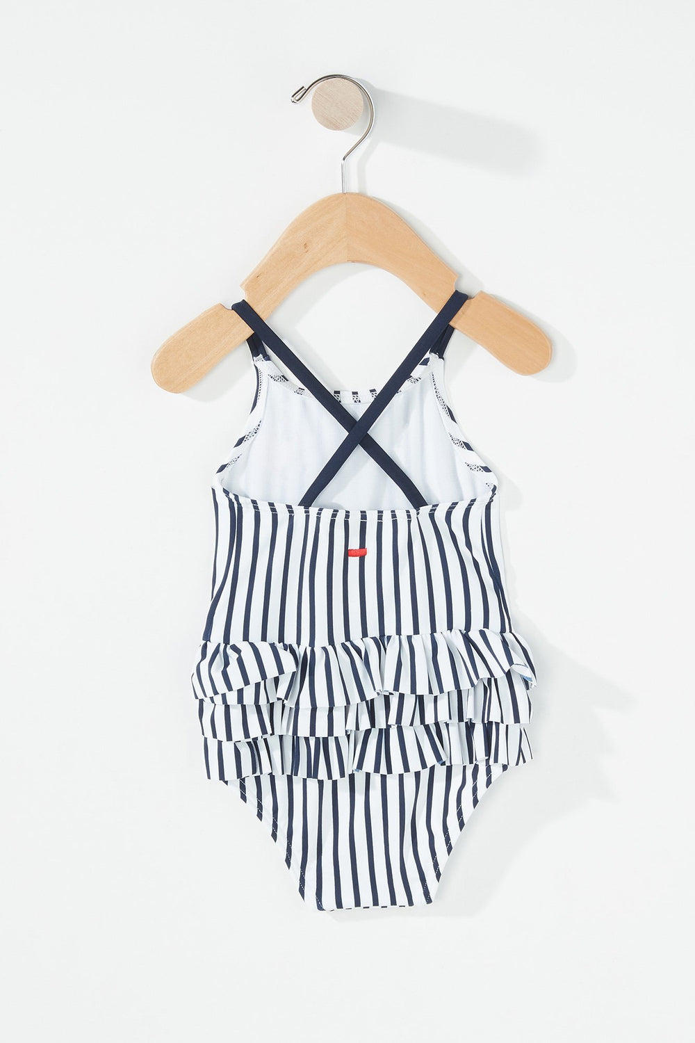 Kids Maillot de bain une-pièce volanté rayé à imprimé Cur pour bébé fille Marine