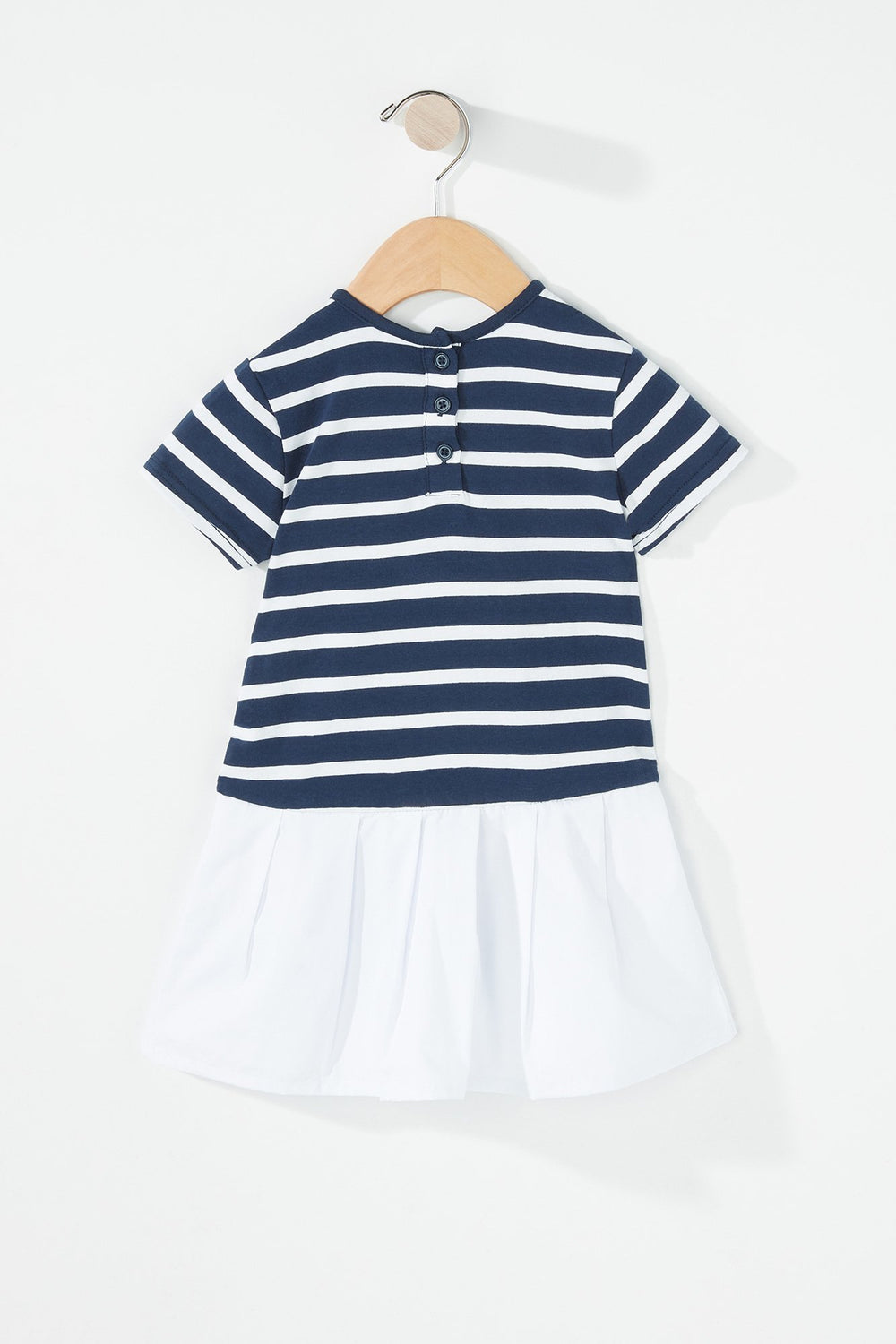 Kids Robe à basque rayée avec boucle pour bébé fille Marine