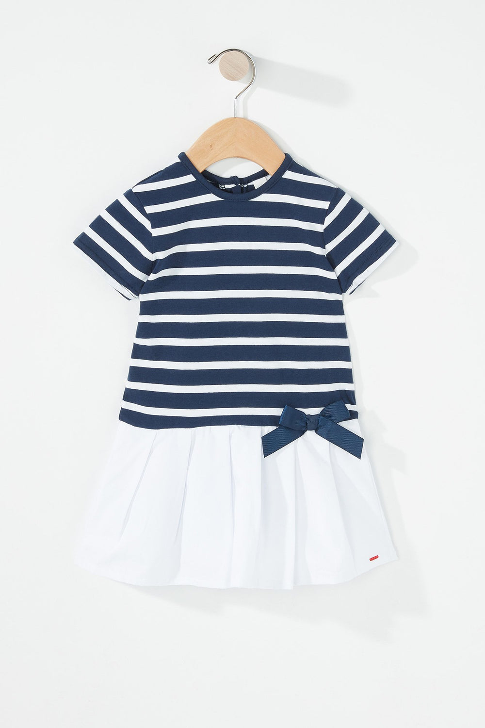 Kids Robe à basque rayée avec boucle pour bébé fille Marine