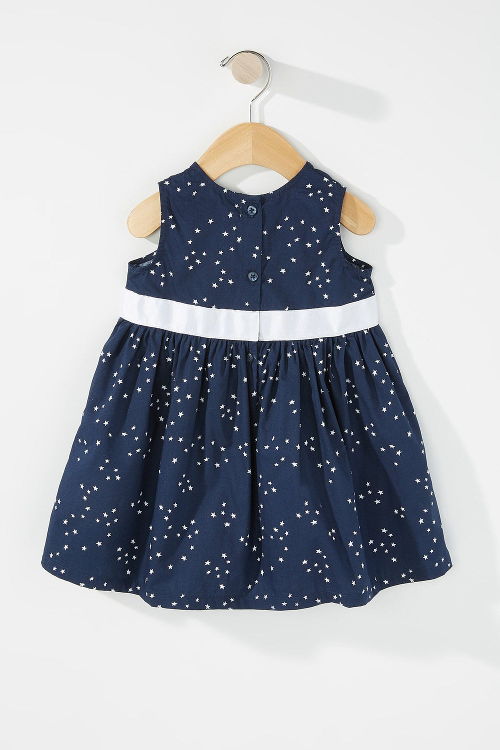 Kids Robe plissée sans manches à imprimé Étoile avec boucle pour bébé fille Marine