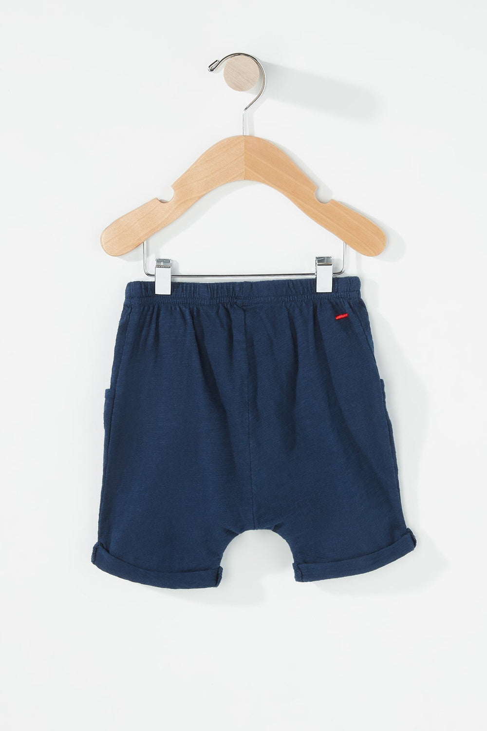 Kids Short de jogging d'aspect usé à revers roulés et taille coulissante pour bébé garçon Marine