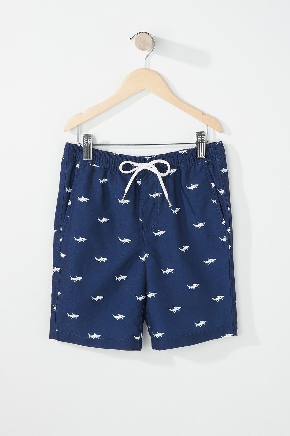 Kids Short de surfeur à imprimé de requin et taille coulissante pour garçon Marine