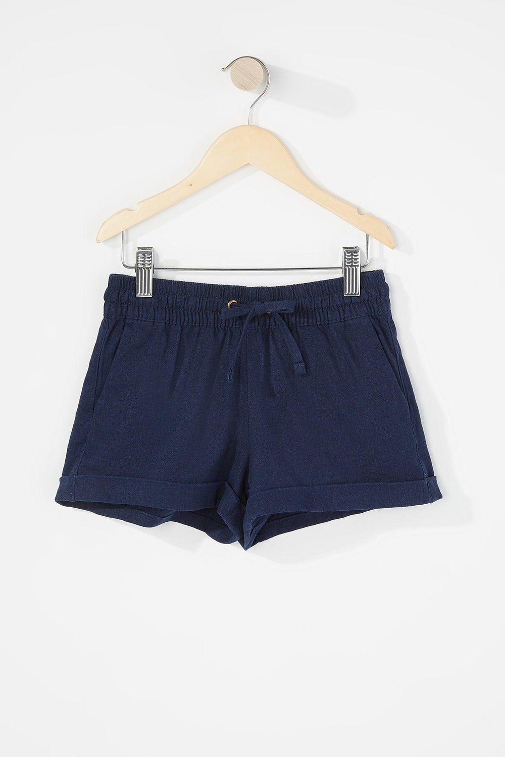 Kids Short en lin à taille coulissante pour fille Marine