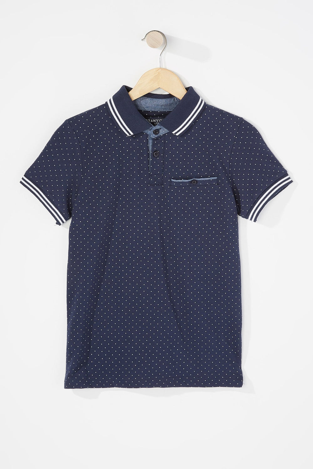 Kids T-shirt à pois avec col polo pour garçon Marine