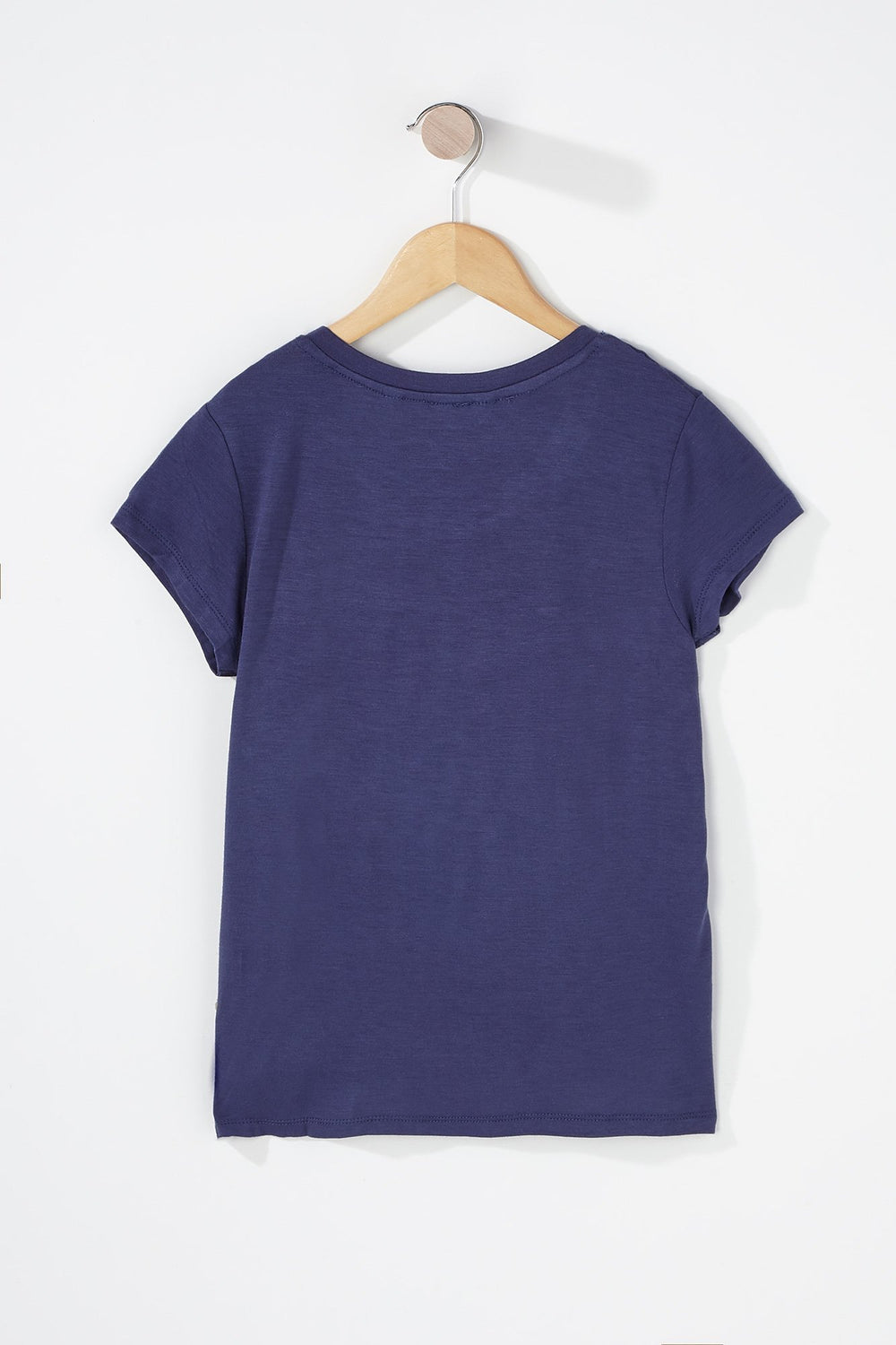 Kids T-shirt de base asymétrique avec poche à encolure arrondie pour fille Marine