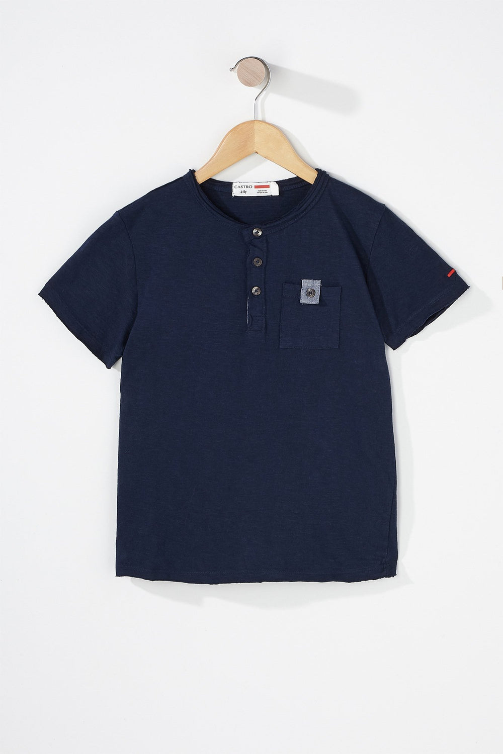 Kids T-shirt henley avec poche pour garçon Marine