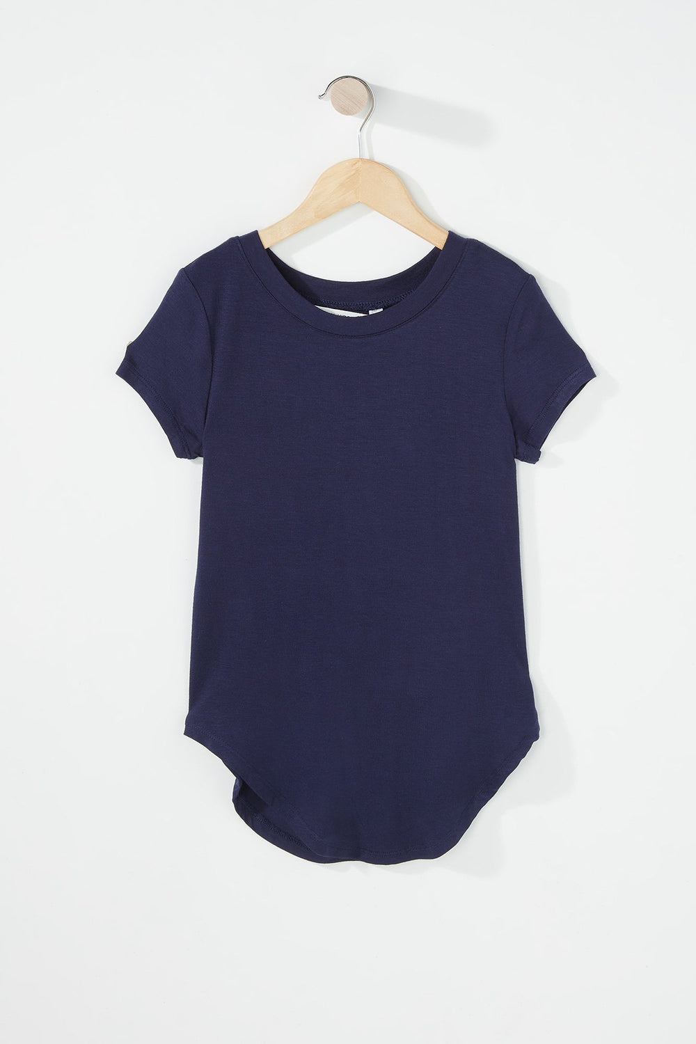 Kids T-shirt léger à ourlet arrondi pour fille Marine