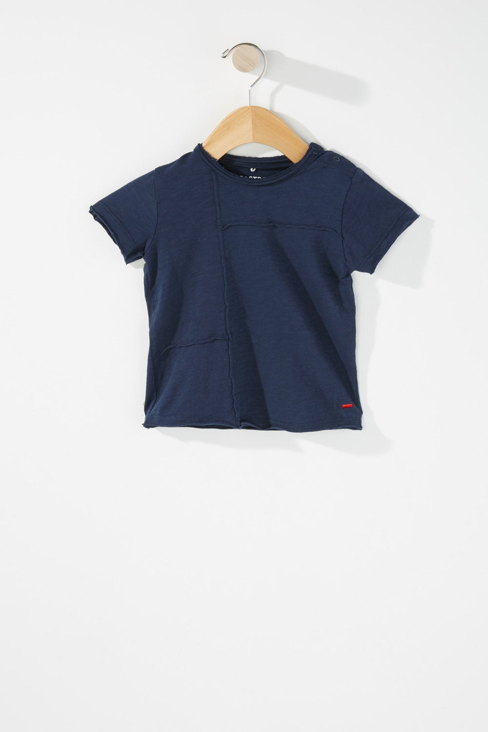 Kids T-shirt sans couture à ourlet brut pour bébé garçon Marine