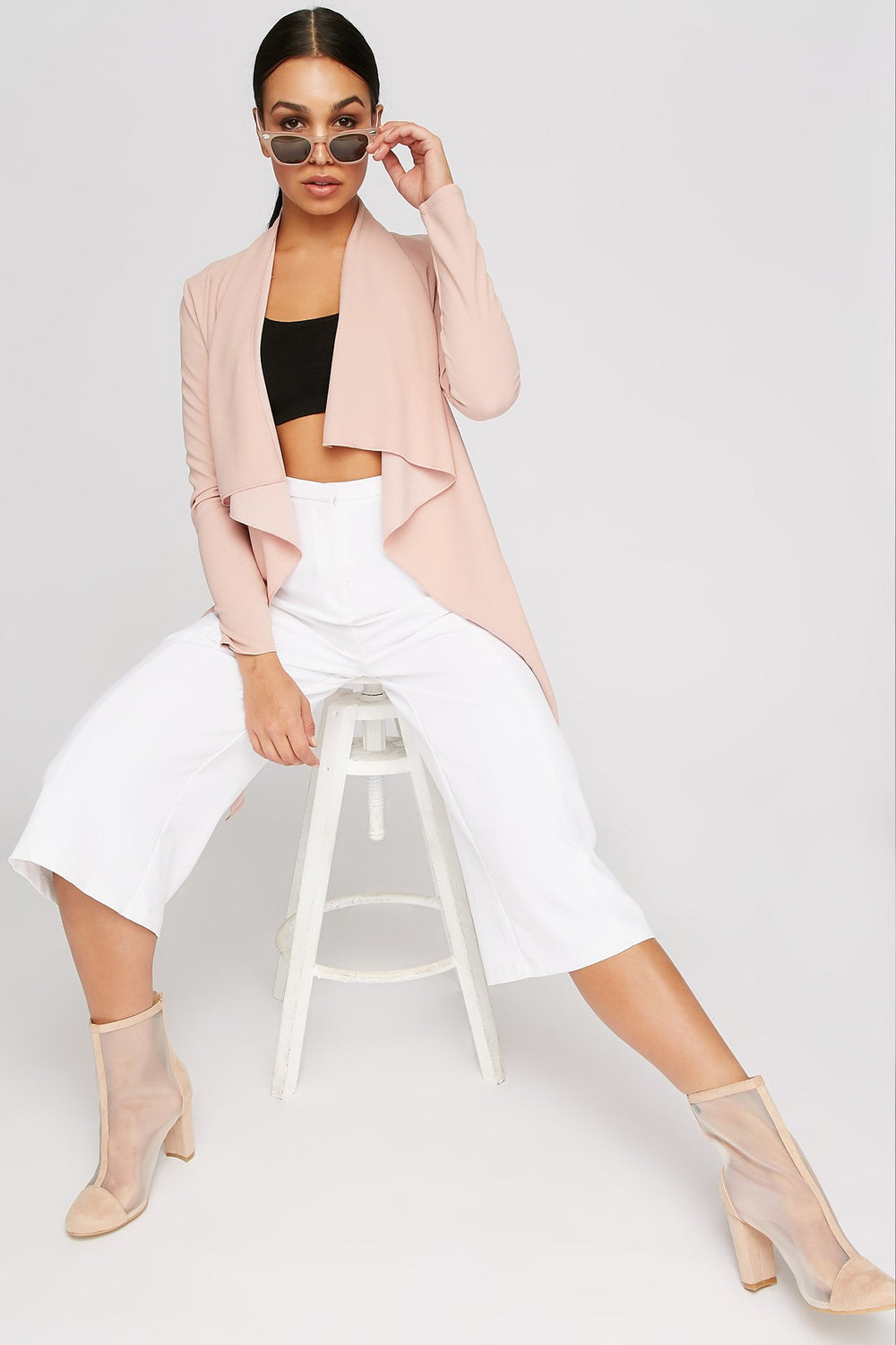 Women Blazer asymétrique ouvert Mauve