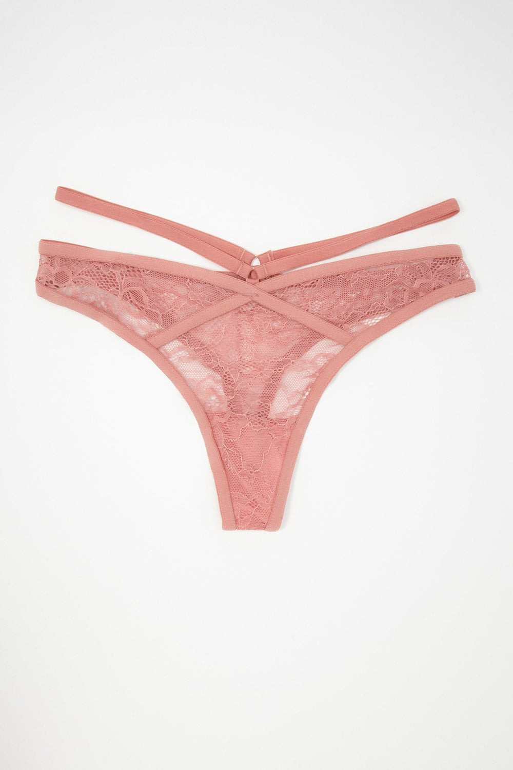 Women Caged Lace Thong Mauve