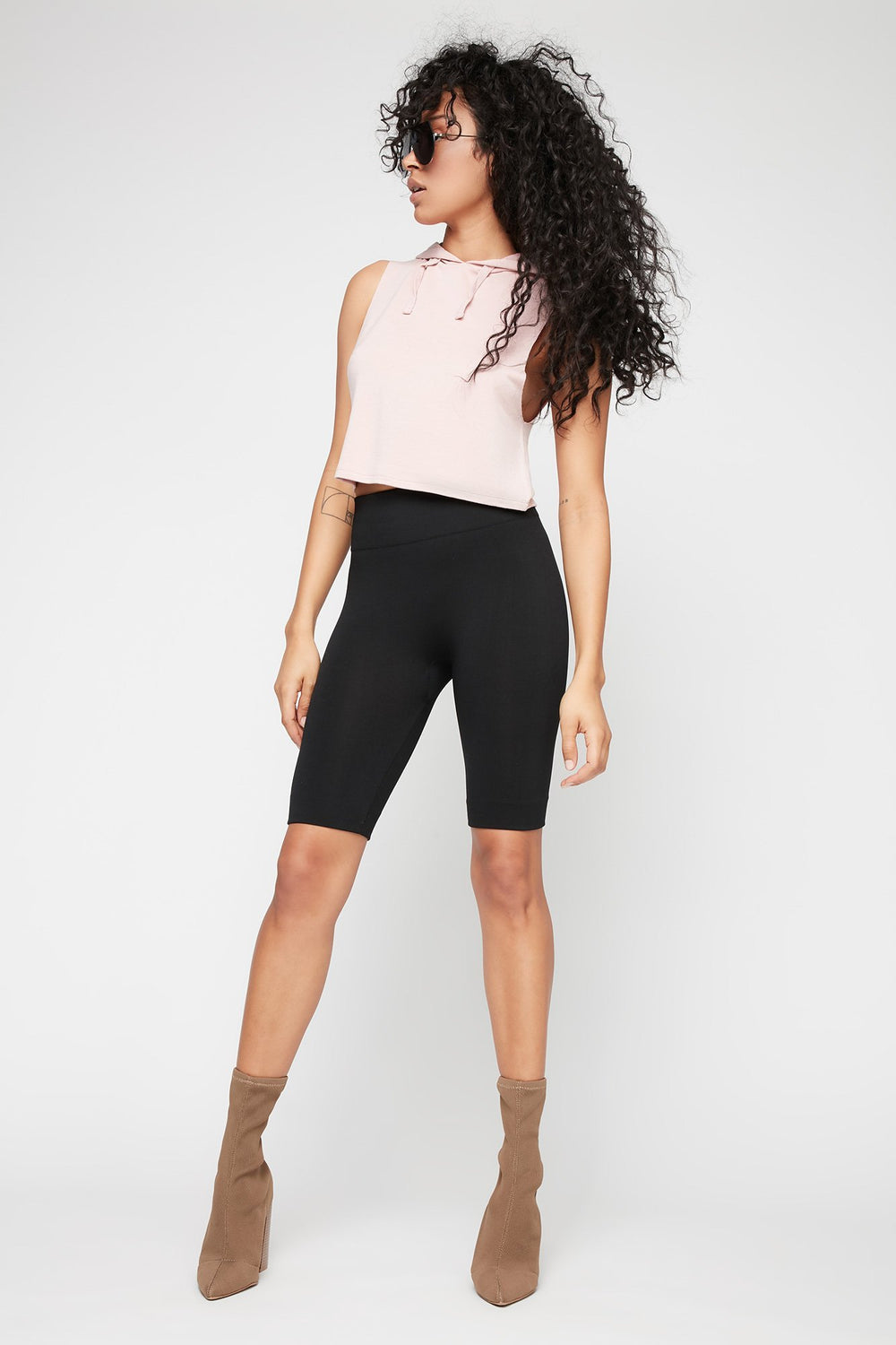 Women Débardeur court à capuchon à enfiler avec taille coulissante Mauve